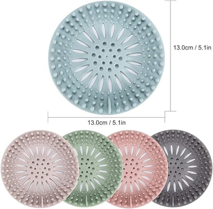 Hair Catcher Durable Silicone Hair Stopper Shower Drain Covers Easy to Install and Clean Suit for Bathroom Bathtub and Kitchen 5 Pack