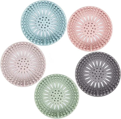 Hair Catcher Durable Silicone Hair Stopper Shower Drain Covers Easy to Install and Clean Suit for Bathroom Bathtub and Kitchen 5 Pack