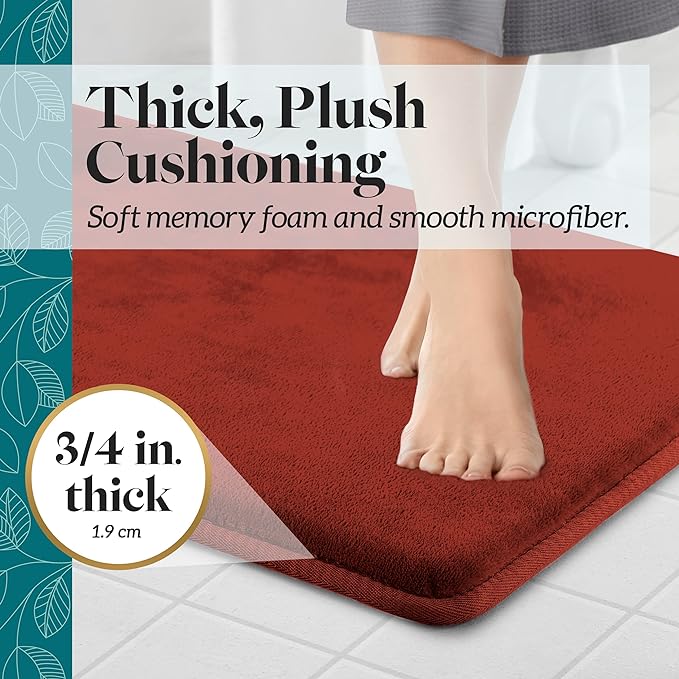 Genteele Bath Mats for Bathroom Non Slip - Autumn Glaze 17" x 24" Memory Foam Bathroom Rugs - Quick Dry Bath Mat