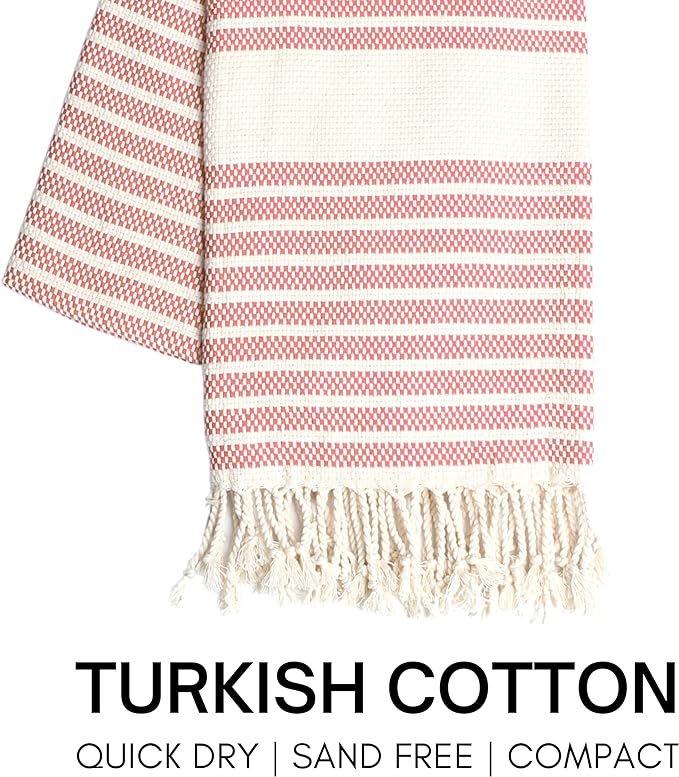 BAY LAUREL Set of 2 Turkish Towel Sand Free Quick Dry Turkish Cotton Beach Blanket Beach Essentials Beach Towel Oversized Turkish Beach Towels Extra Large Sandfree Thin Travel Towel Cute Summer Throw