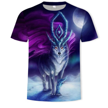 New Amazon Foreign Trade Summer Wear Fashion Men's T-shirt Lion Tiger 3d Digital Printed Short-Sleeved Top