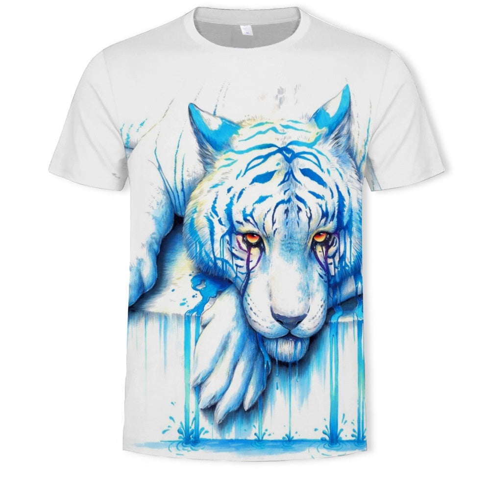 New Amazon Foreign Trade Summer Wear Fashion Men's T-shirt Lion Tiger 3d Digital Printed Short-Sleeved Top